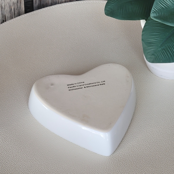 Charming White Heart-Shaped Ceramic Dish- Pacific Island Creations - Picture 2 of 8